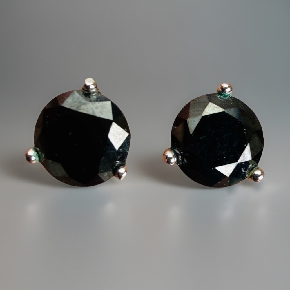 Beautiful, silvertone, large black, reflective bling costume pierced earrings - Picture 6 of 10